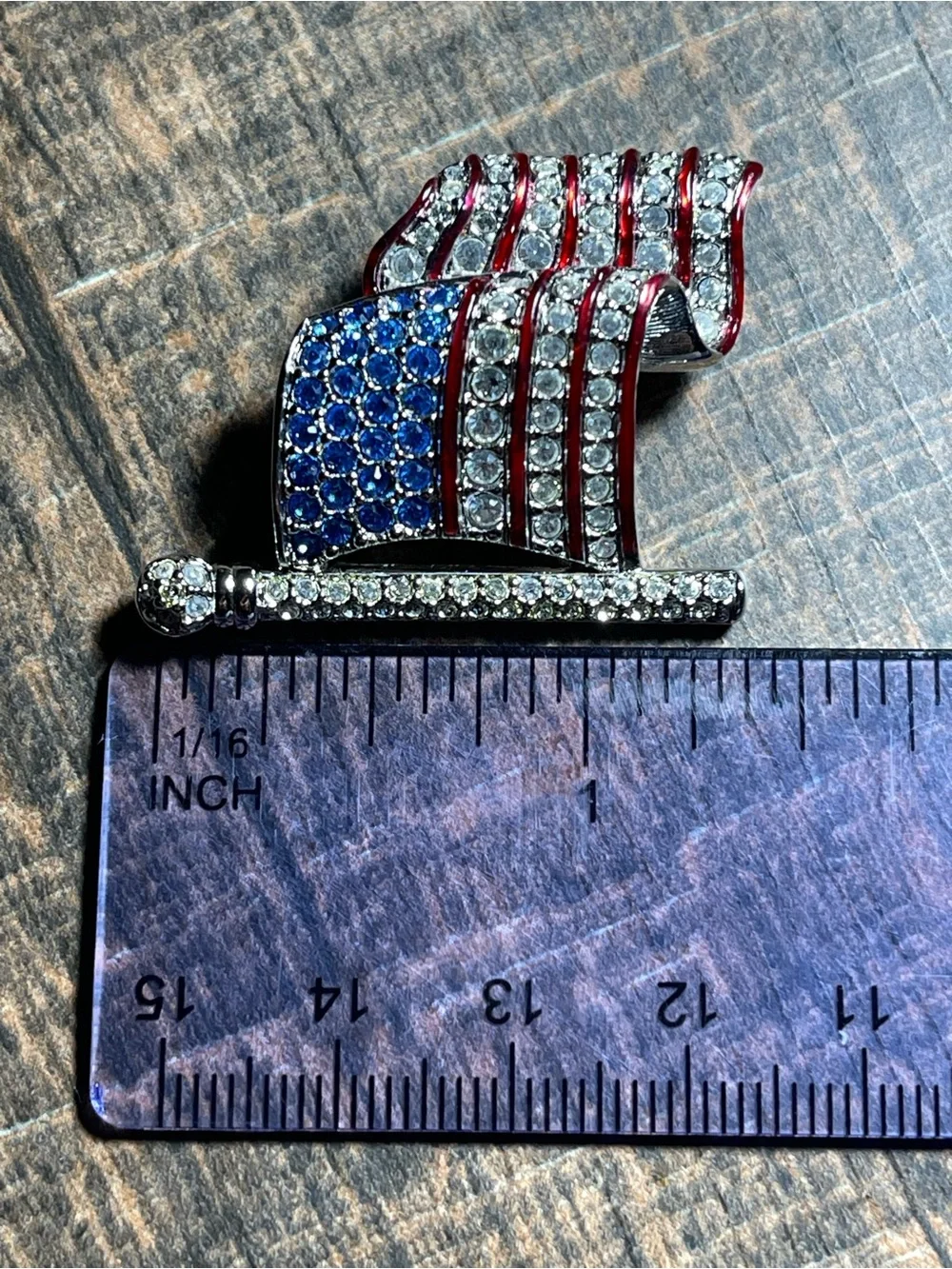 Swarovski Red, White & Blue Crystal American Flag Brooch